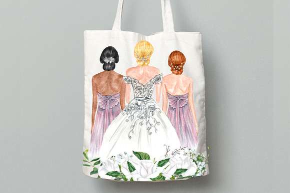 Bride and Bridesmaids clipart in Illustrations - product preview 6