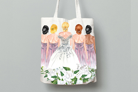 Bride and Bridesmaids clipart in Illustrations - product preview 7
