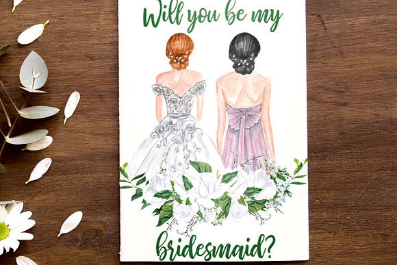 Bride and Bridesmaids clipart in Illustrations - product preview 9