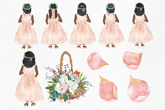 Flower girl clipart Wedding clipart in Illustrations - product preview 3