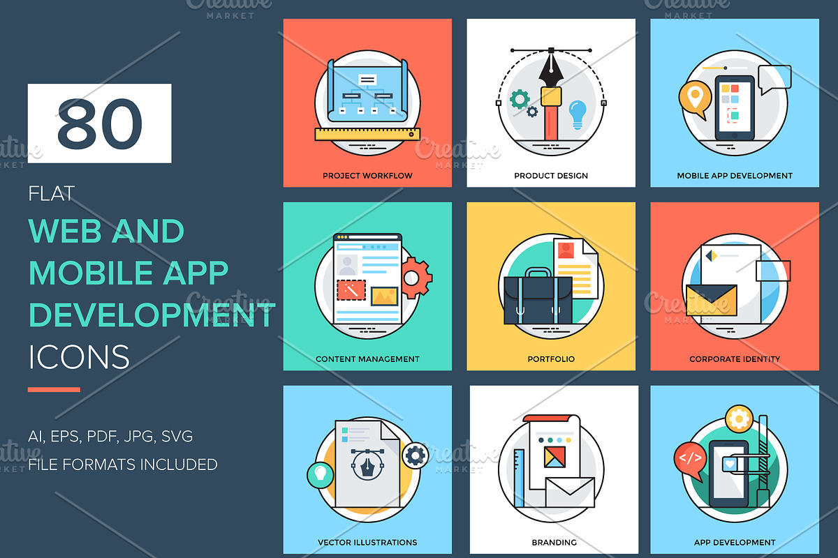 Web And Mobile Development Flat Icon in Icons - product preview 8