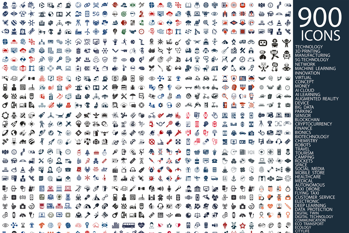 900 tech icons bundle in Icons - product preview 8