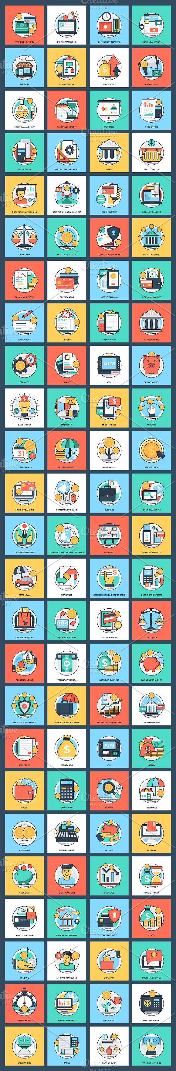 100 Flat Banking and Finance Icons in Icons - product preview 1