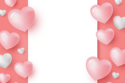 3d hearts and blank white paper