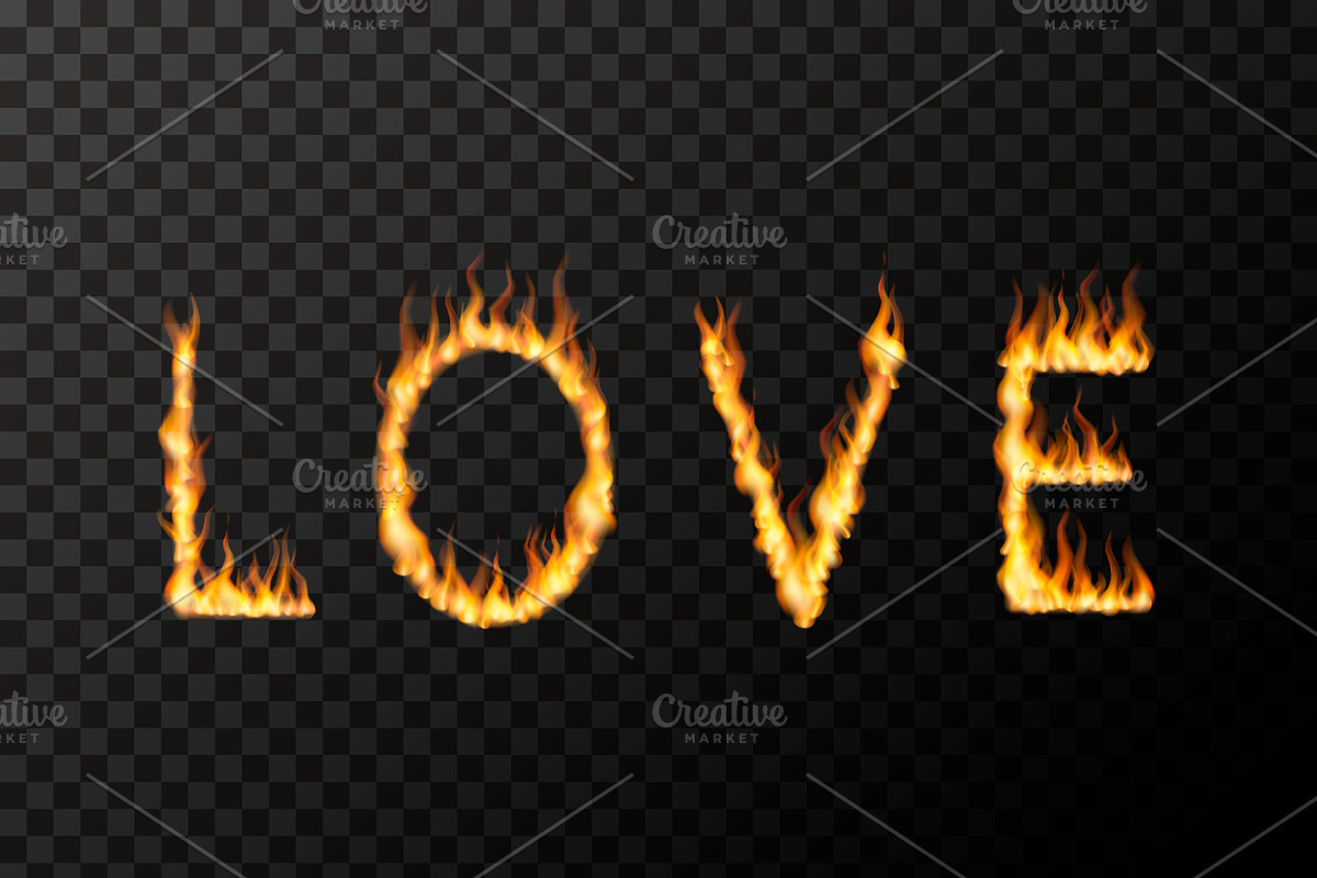 LOVE word made up from fire flames in Objects - product preview 8