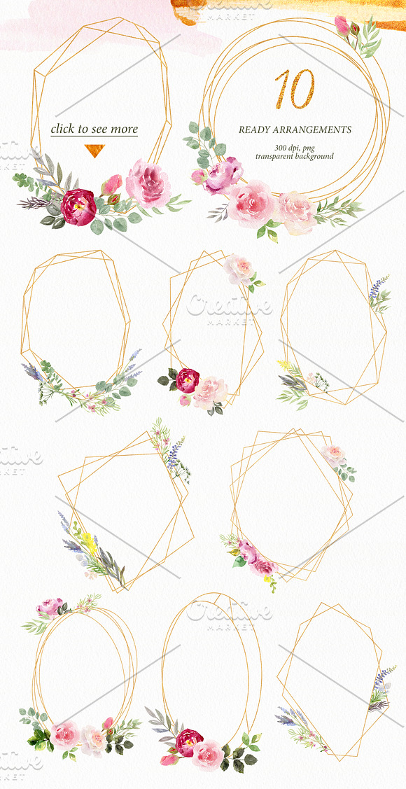 Gold & watercolor collection in Illustrations - product preview 11