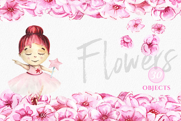 Little girls and pink flowers in Illustrations - product preview 1