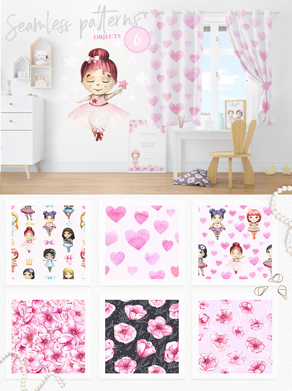 Little girls and pink flowers in Illustrations - product preview 6