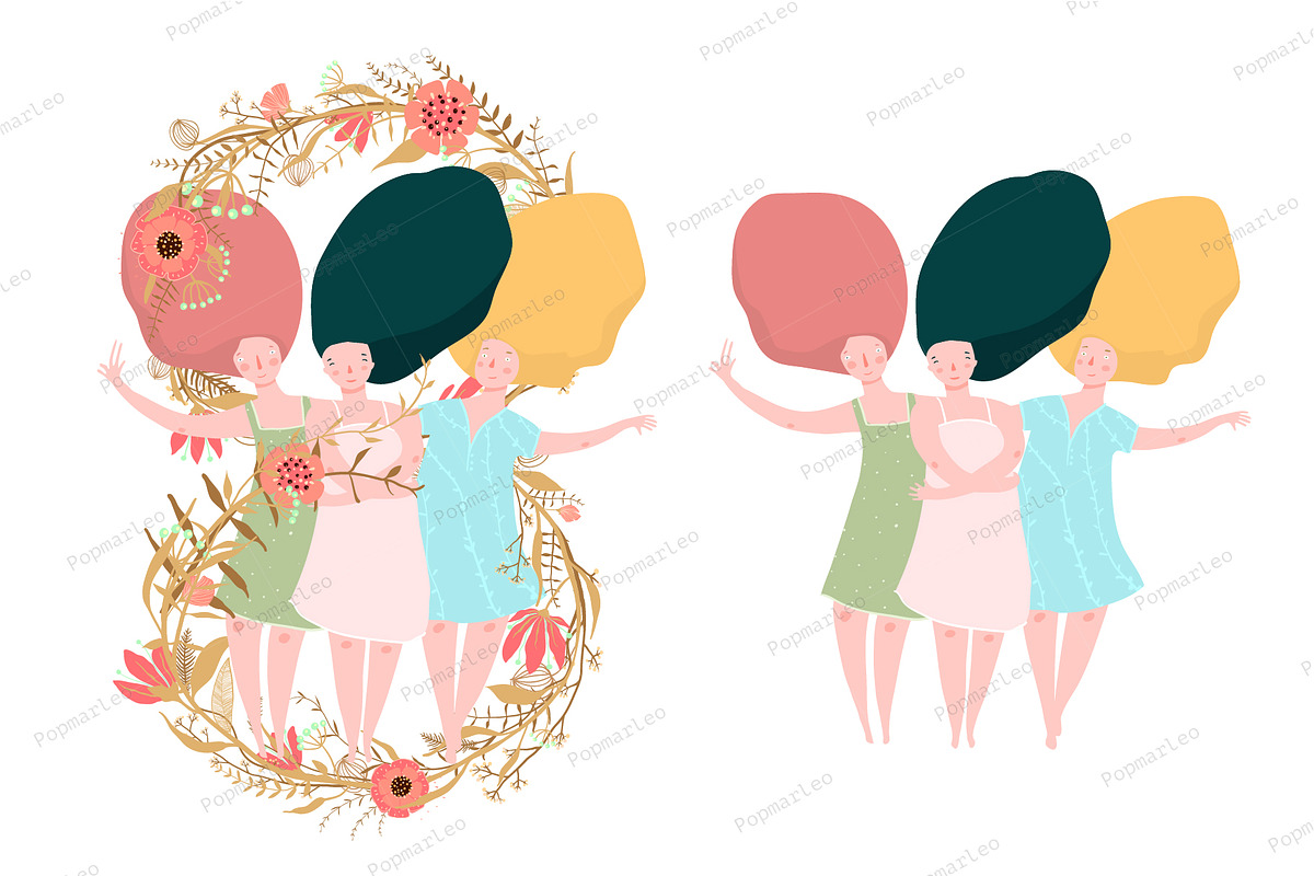 International Women Day Girls in Illustrations - product preview 8