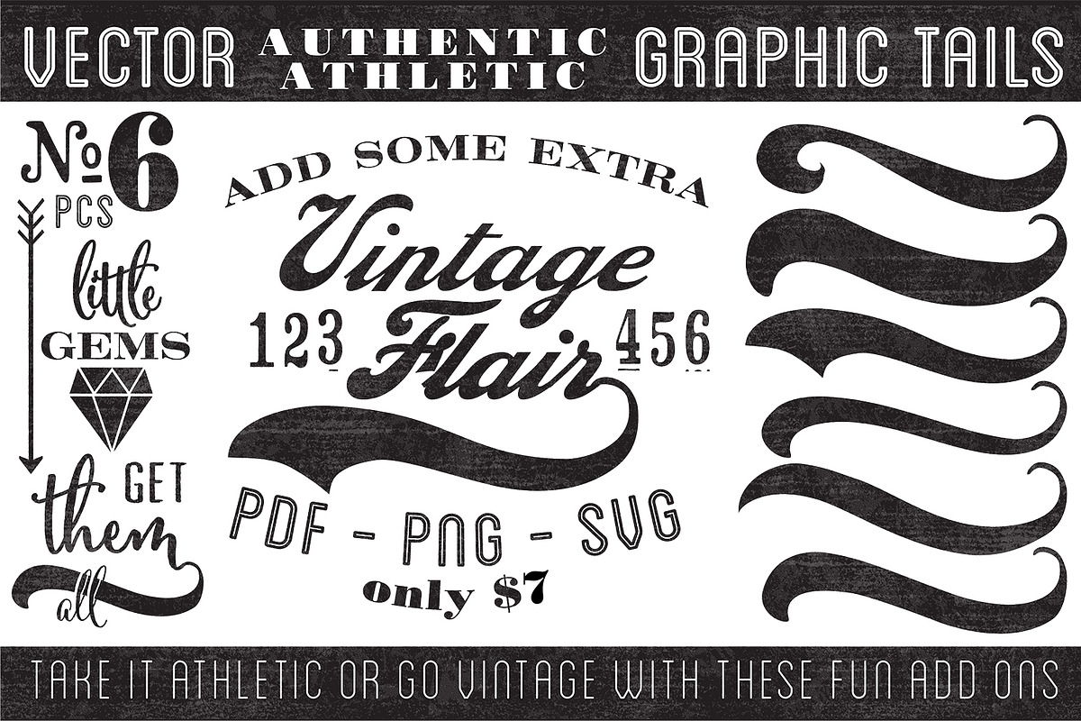 Vintage Vector Graphic Tails in Objects - product preview 8