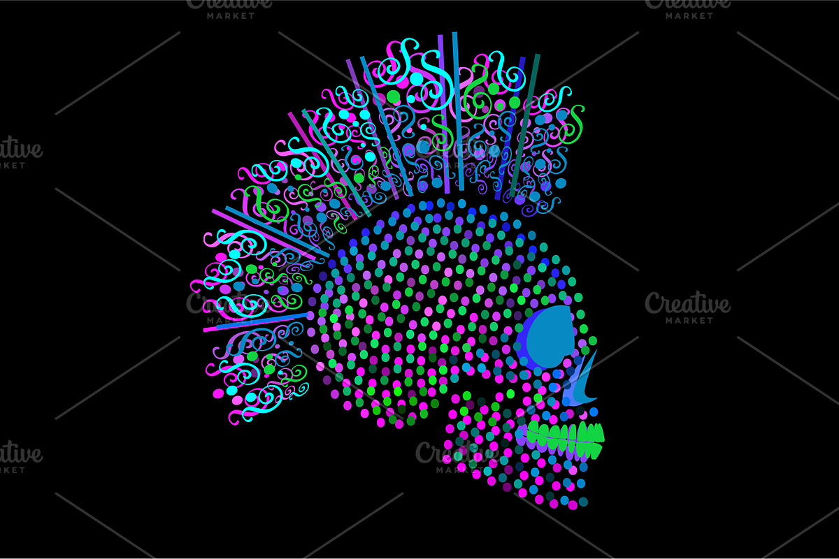 3D Punk skull icon with dots and orn in Graphics - product preview 8