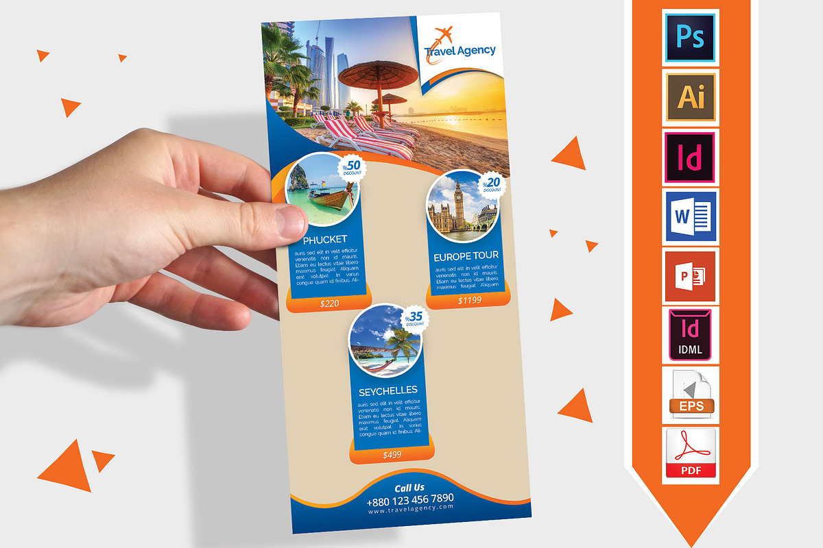 Rack Card | Travel Agency DL Flyer-1 in Flyer Templates - product preview 8