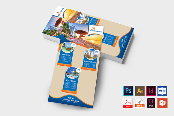 Rack Card | Travel Agency DL Flyer-1 in Flyer Templates - product preview 3