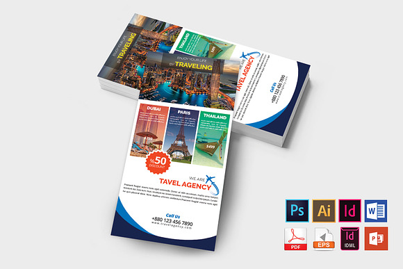 Rack Card | Travel Agency DL Flyer-2 in Flyer Templates - product preview 1