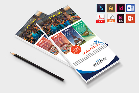 Rack Card | Travel Agency DL Flyer-2 in Flyer Templates - product preview 3