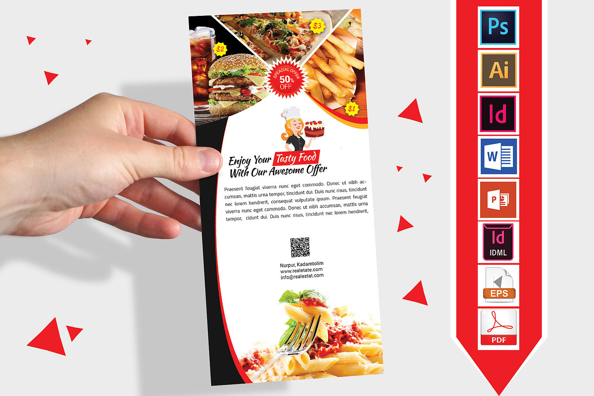 Rack Card | Restaurant DL Flyer V-01 in Flyer Templates - product preview 8