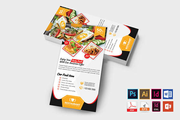 Rack Card | Restaurant DL Flyer V-02 in Flyer Templates - product preview 1