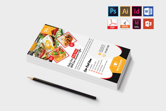 Rack Card | Restaurant DL Flyer V-02 in Flyer Templates - product preview 2