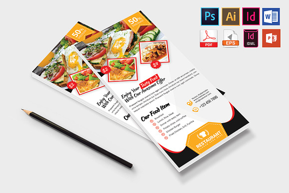 Rack Card | Restaurant DL Flyer V-02 in Flyer Templates - product preview 3