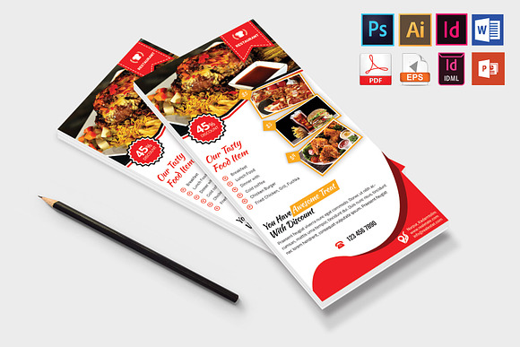 Rack Card | Restaurant DL Flyer V-03 in Flyer Templates - product preview 3