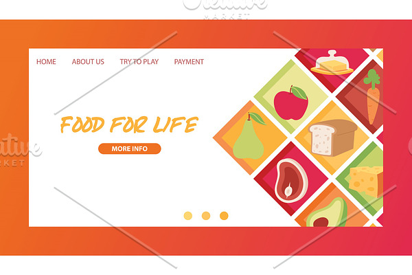 Food vector landing page meal