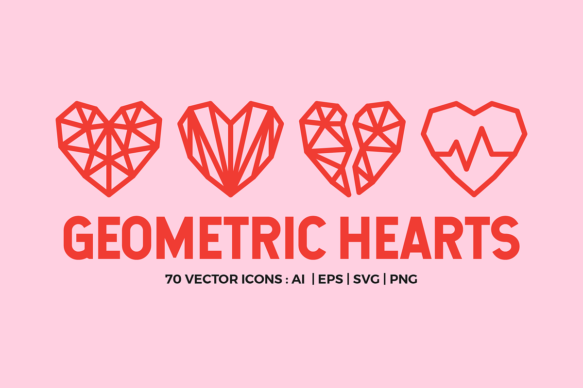 70 Geometric Hearts Logo in Love Icons - product preview 8