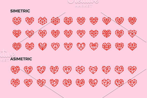 70 Geometric Hearts Logo in Love Icons - product preview 3