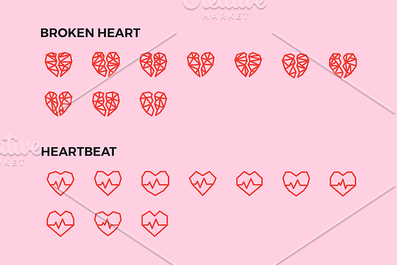 70 Geometric Hearts Logo in Love Icons - product preview 4
