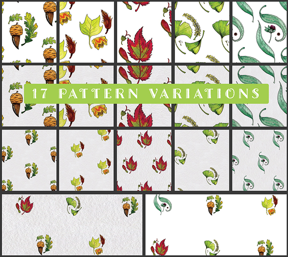 Watercolor Leaves and Patterns in Illustrations - product preview 2