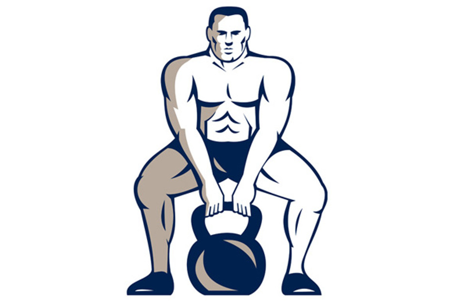 Athlete Weightlifter Lifting Kettleb in Illustrations - product preview 8