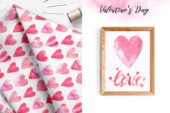 10 Watercolor Hearts Set in Illustrations - product preview 3