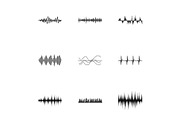 Music wave icons set, simple style
