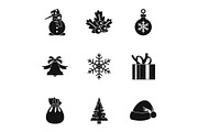 New year icons set, simple style