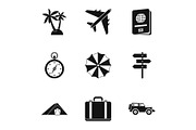 Rest on sea icons set, simple style