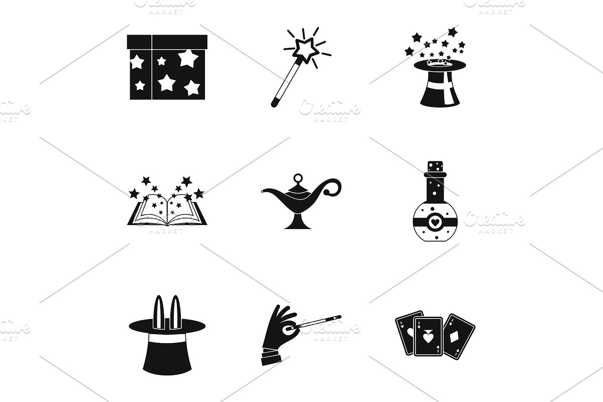 Witchery icons set, simple style in Objects - product preview 8