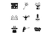 Witchery icons set, simple style
