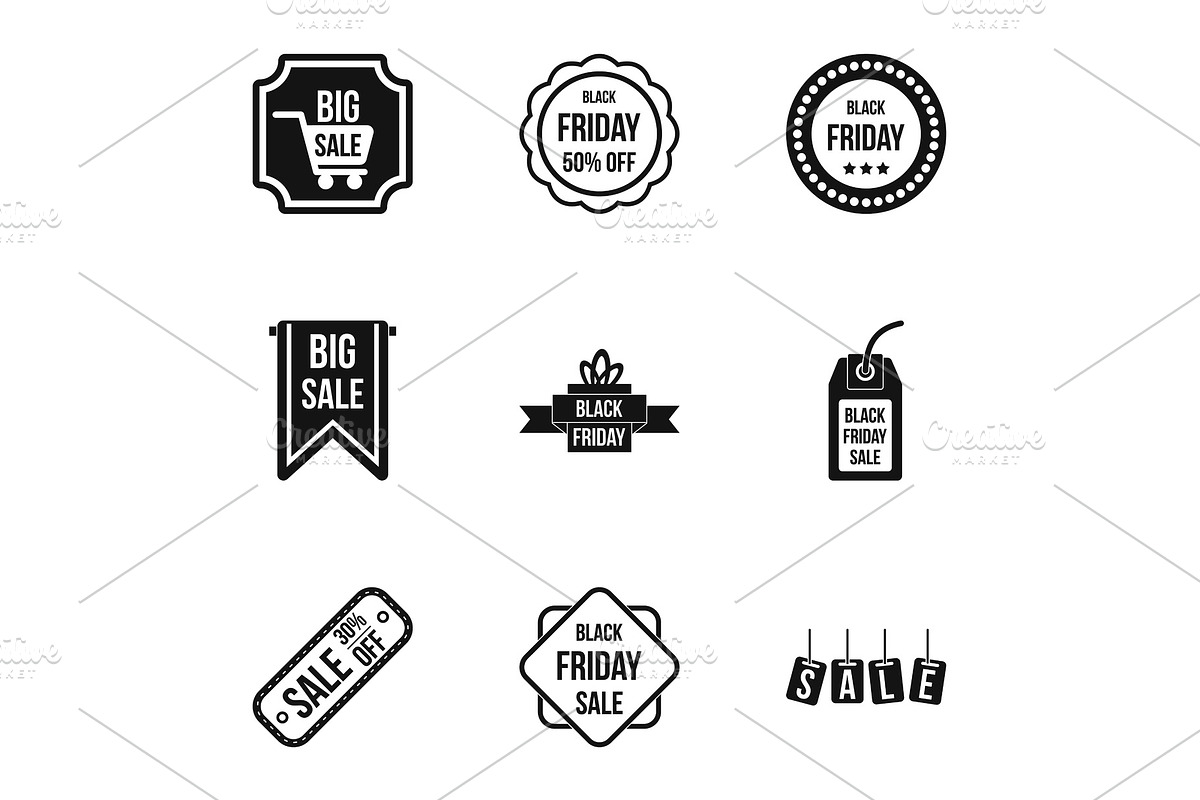 Large discounts icons set, simple in Objects - product preview 8