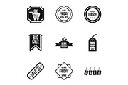 Large discounts icons set, simple