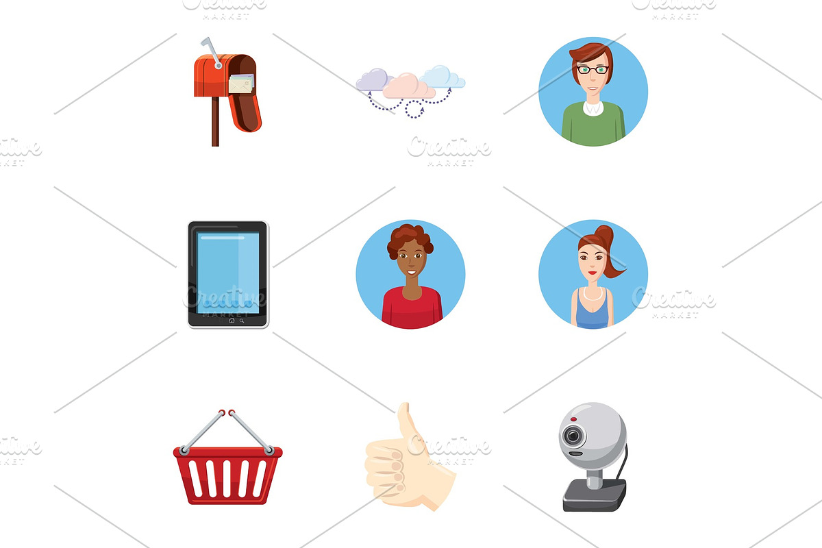Online support icons set, cartoon in Objects - product preview 8