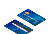 Blue isometric realistic credit card