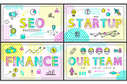 Seo Start Up and Finance Set Vector
