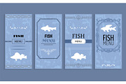 Fish Menu Isolated on Blue Vector