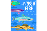 Fresh Fish in Blue Water Color