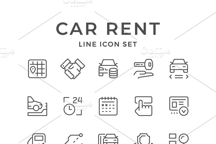 Set line icons of car rent in Icons - product preview 8