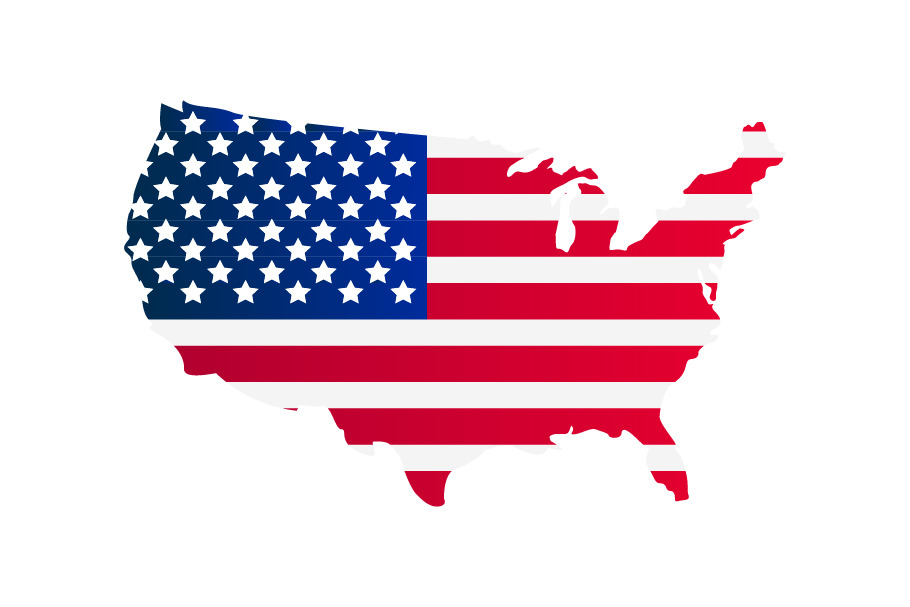 United States Map With Flag Custom Designed Illustrations