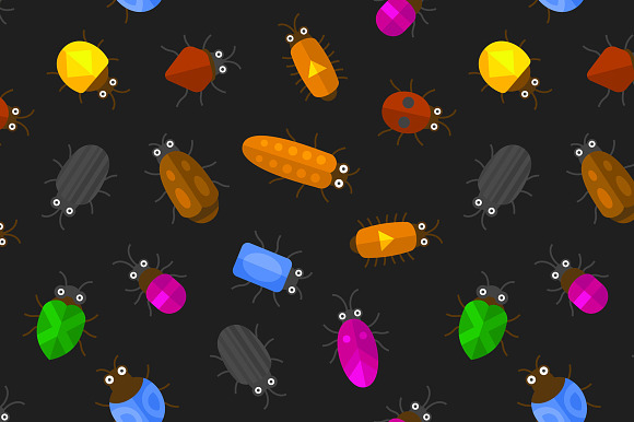 Cartoon Seamless Insects Background in Patterns - product preview 1
