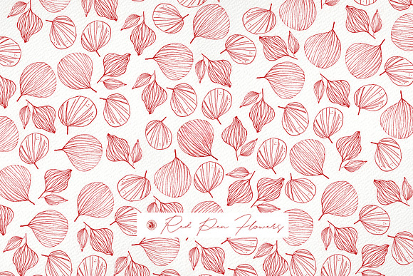 Red Pen Flowers in Illustrations - product preview 1