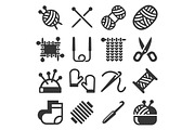 Knitting Hand Made Icons Set