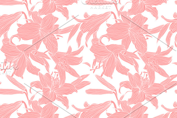 Lily seamless pattern + bonus in Patterns - product preview 2