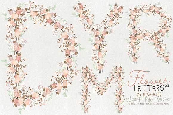 Flower Letters 02BI07 Floral Clipart in Illustrations - product preview 1